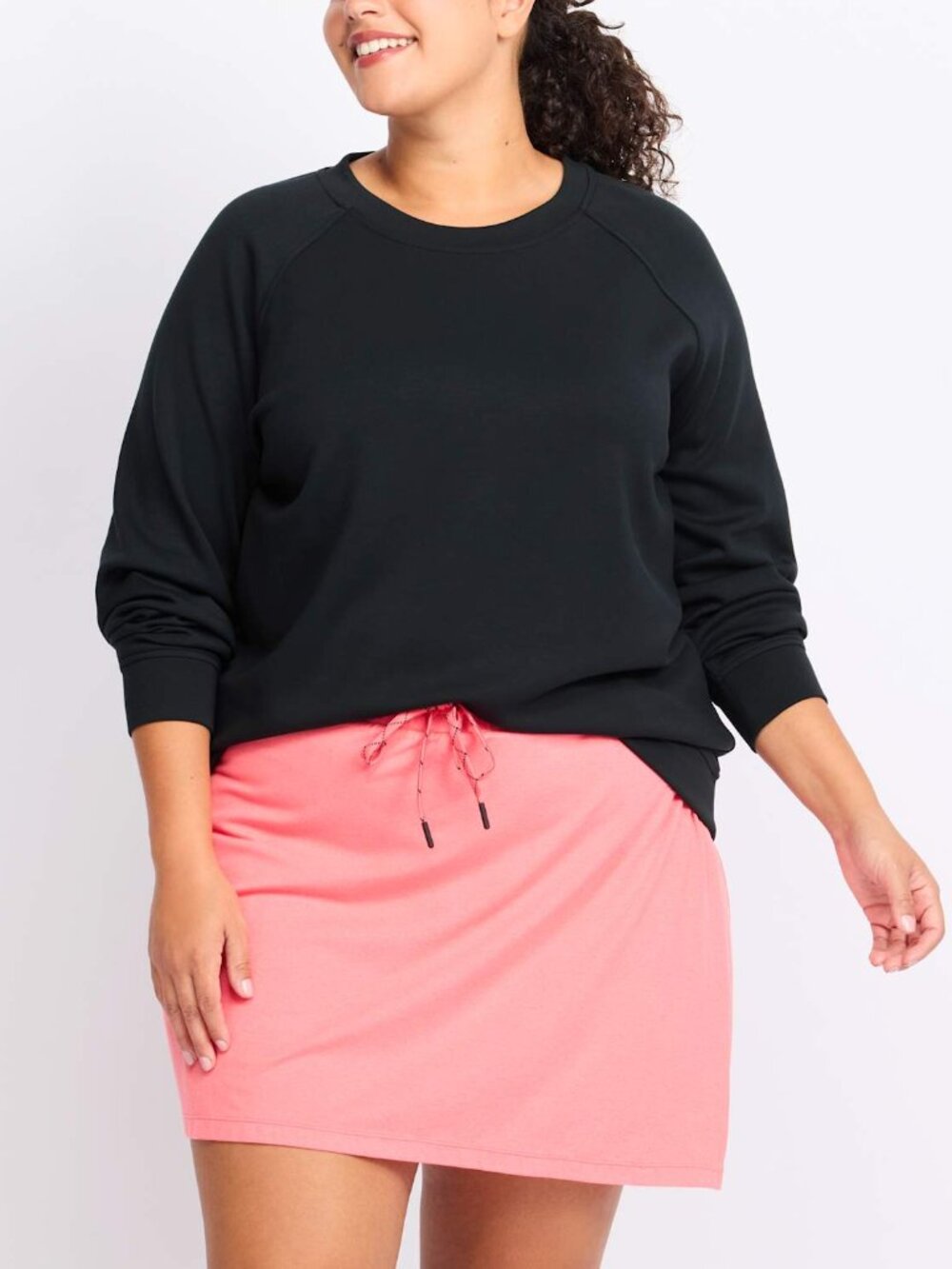 We Wander Performaluxe Crewneck Pullover Sweatshirt Black Plus 3X